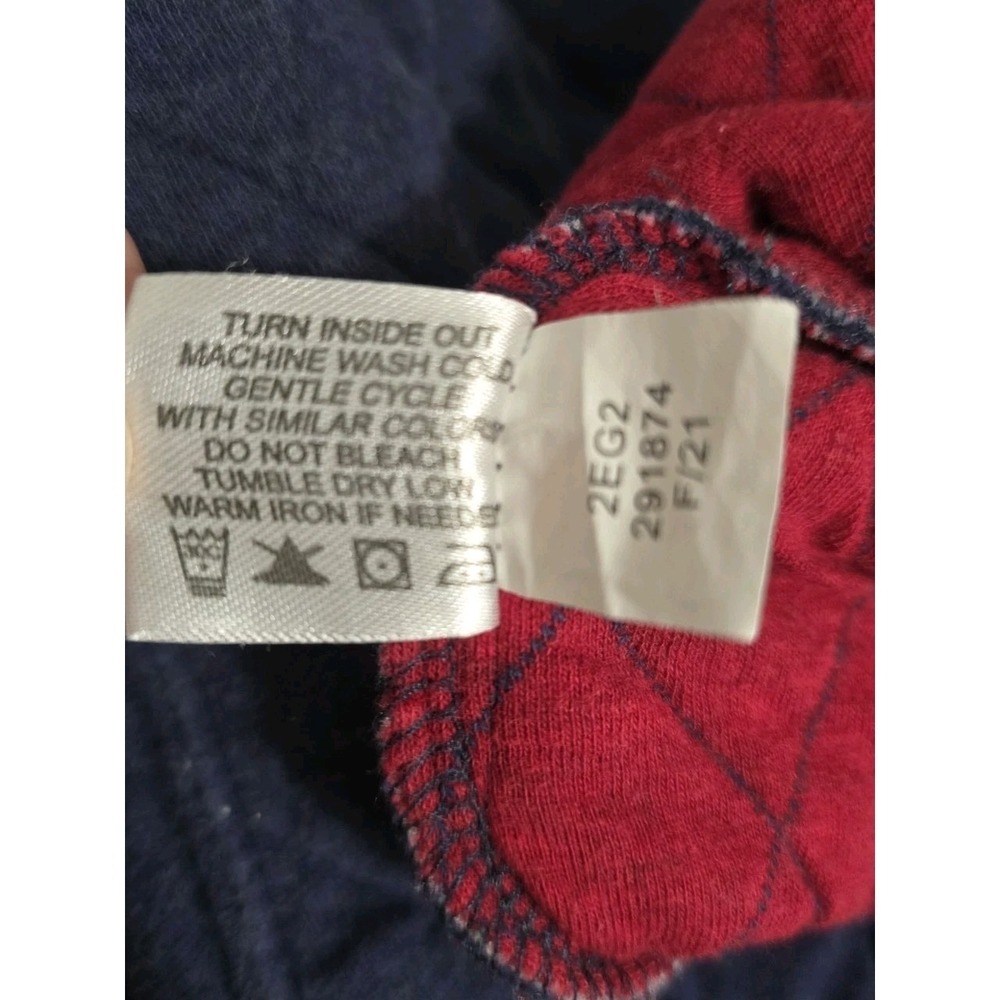 Orvis Quilted Sweatshirt Mens Large Henley Snap Pullover Navy Blue - Picture 6 of 6